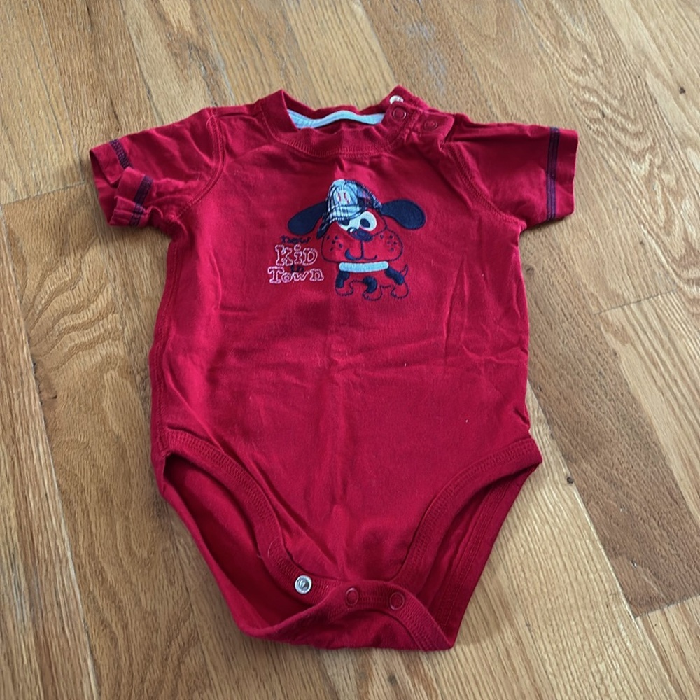 Dog Red Short Sleeve Body Suit (Size 3-6 Months)
